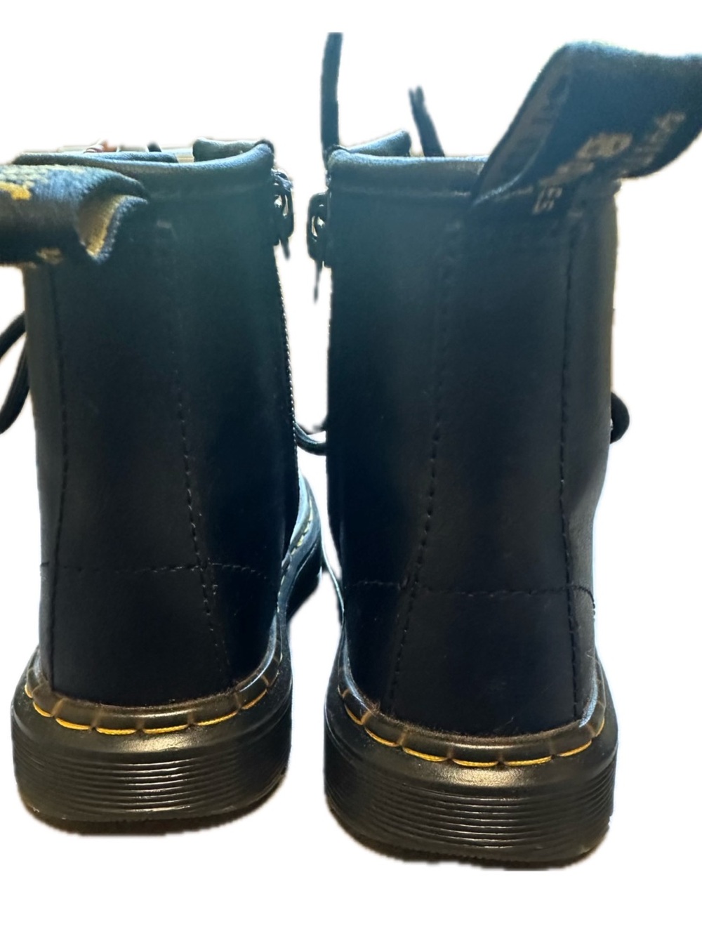 Dr. Martens Kids Black Lace-Up Boots with Yellow Stitching - Picture 5 of 7